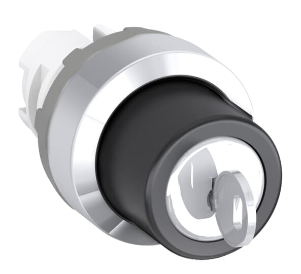 ABB Controls 22mm Operator - Key Selector Switch; Round; 2-Position; Maintained; Key Removal: All Positions; Code 455 Key